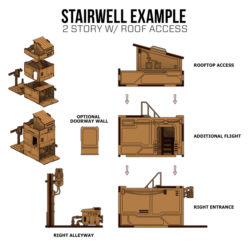 Xiguan Components - Stairwell - Left Entrance / Color Printed