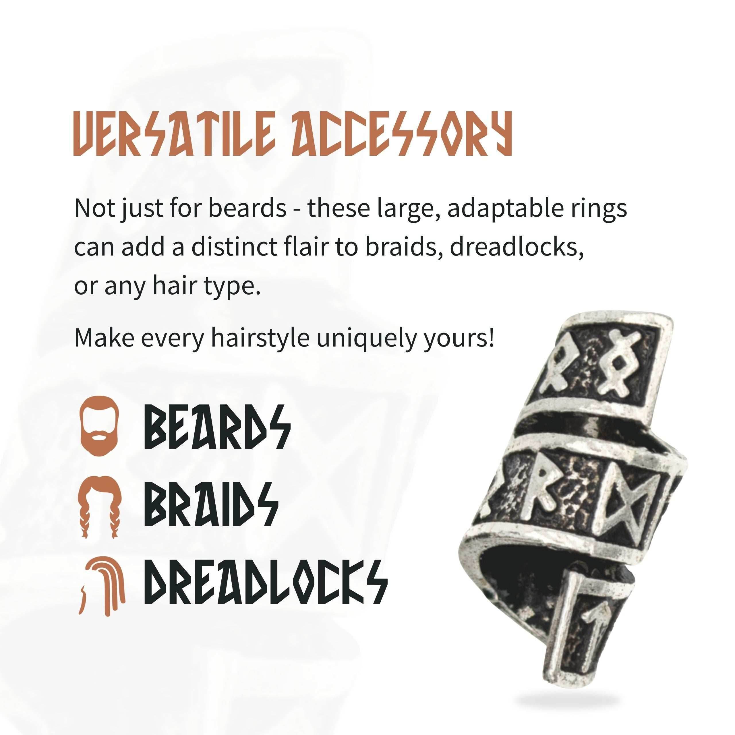 Rune Beard Rings - (Silver - 4) - 