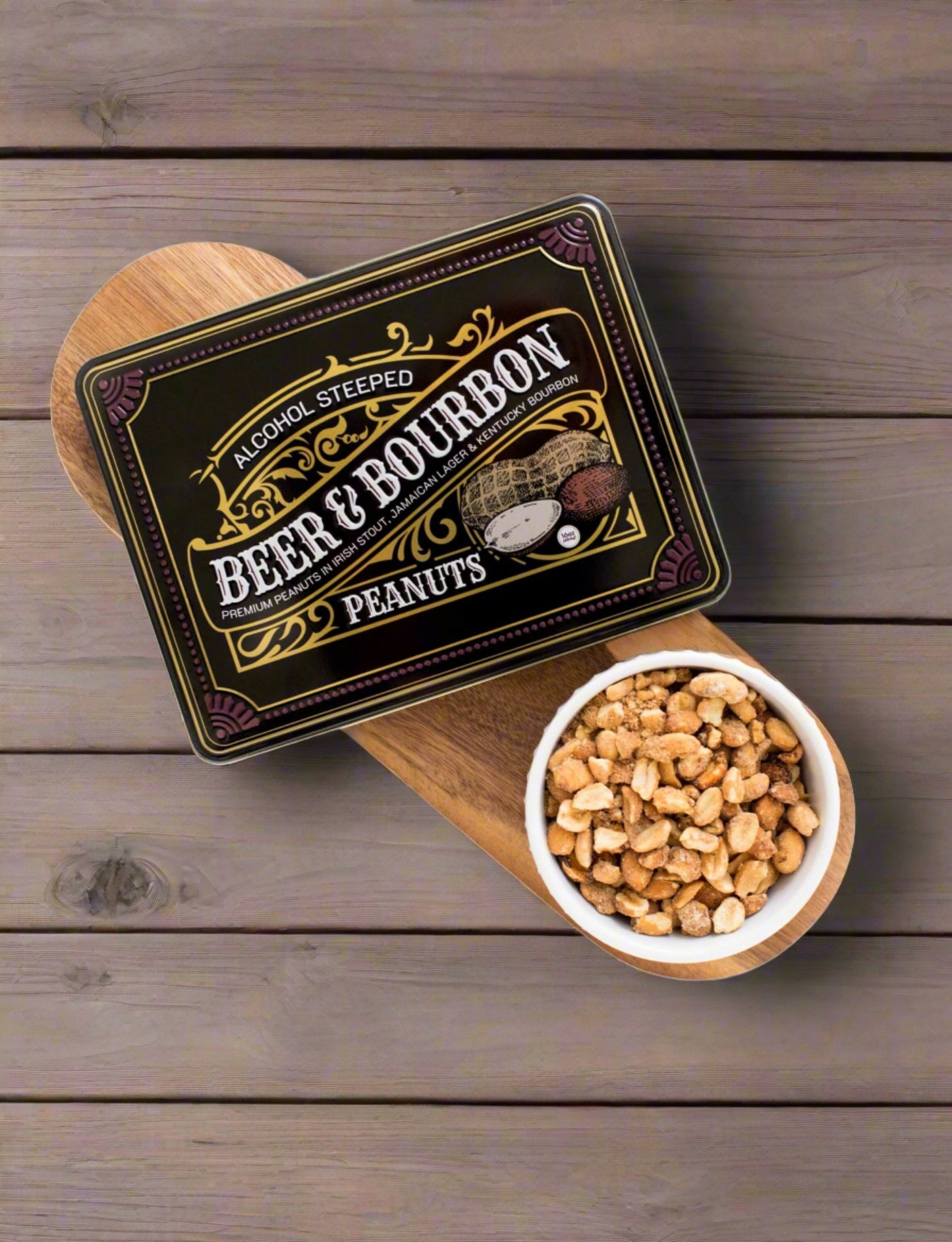 Beer & Bourbon Liquor Peanuts Men's Gift Tin – Bold Flavors for Snacking