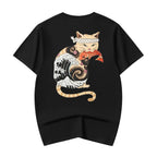 YeT015 Cat Koi Tee - Black / S