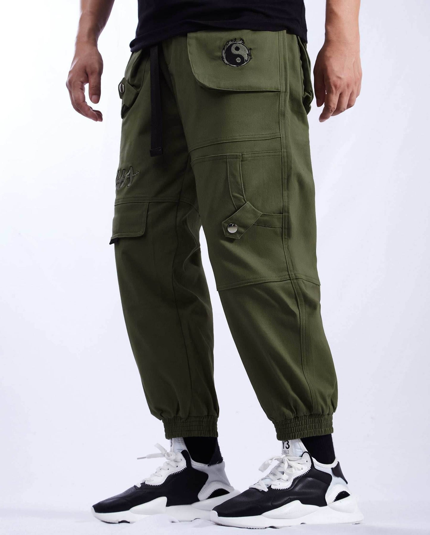 IBP332 Yin Yang Army Green Cargo Pants - Army Green / S