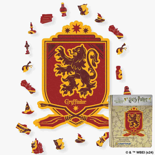 Harry Potter - Legacy Gryffindor Crest Wooden Jigsaw Puzzle - A4 + Wooden Gift Box