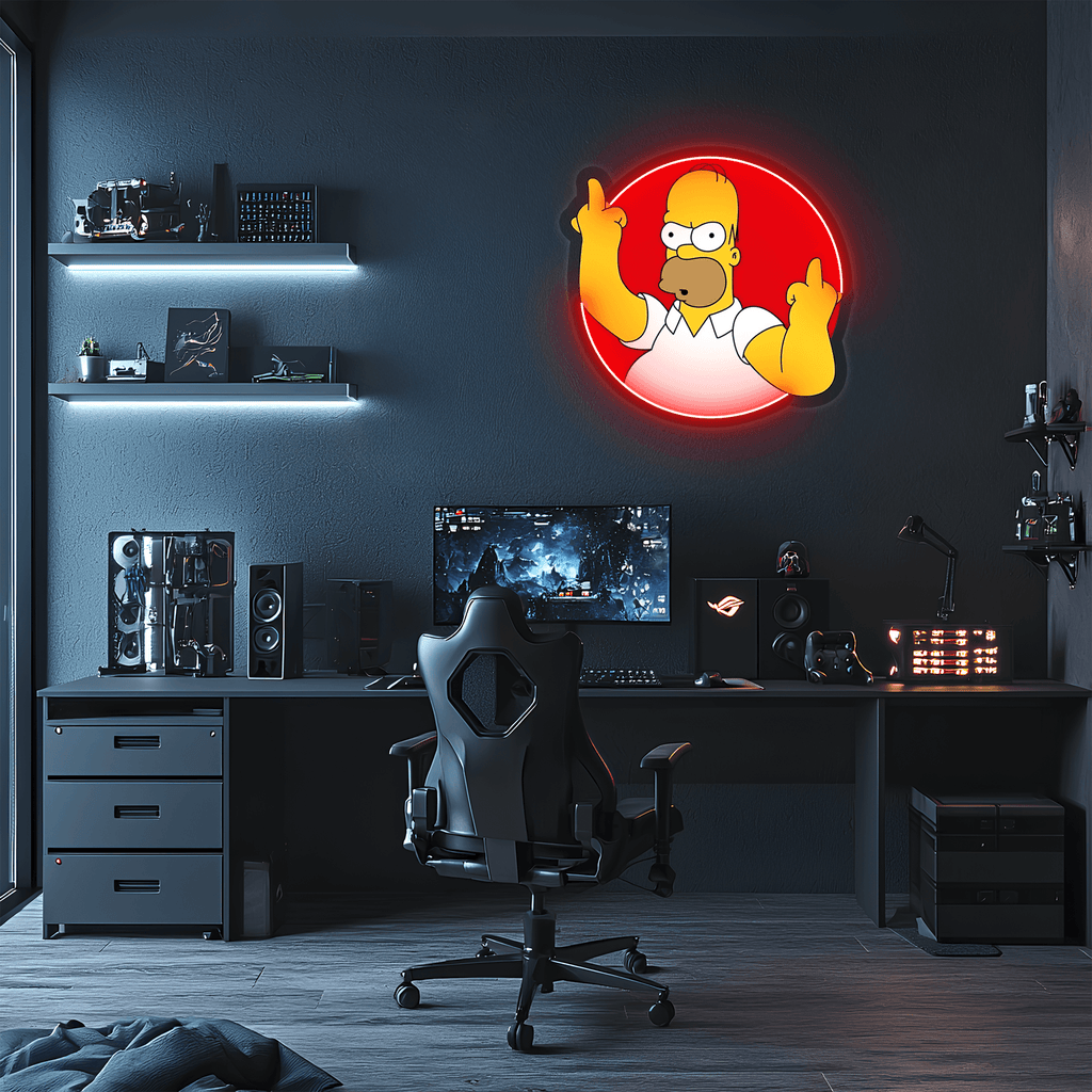 Homer Simpson Neon Sign, Simpson Neon Decor, Uv Print Neon Sign, Home Decor