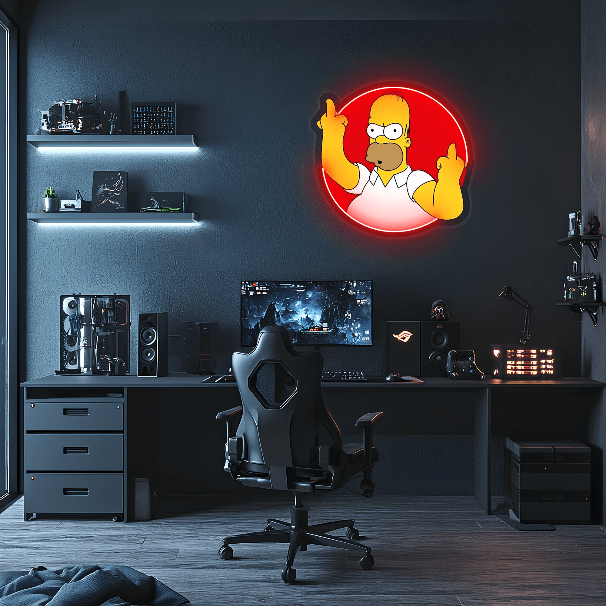 Homer Simpson Neon Sign, Simpson Neon Decor, Uv Print Neon Sign, Home Decor