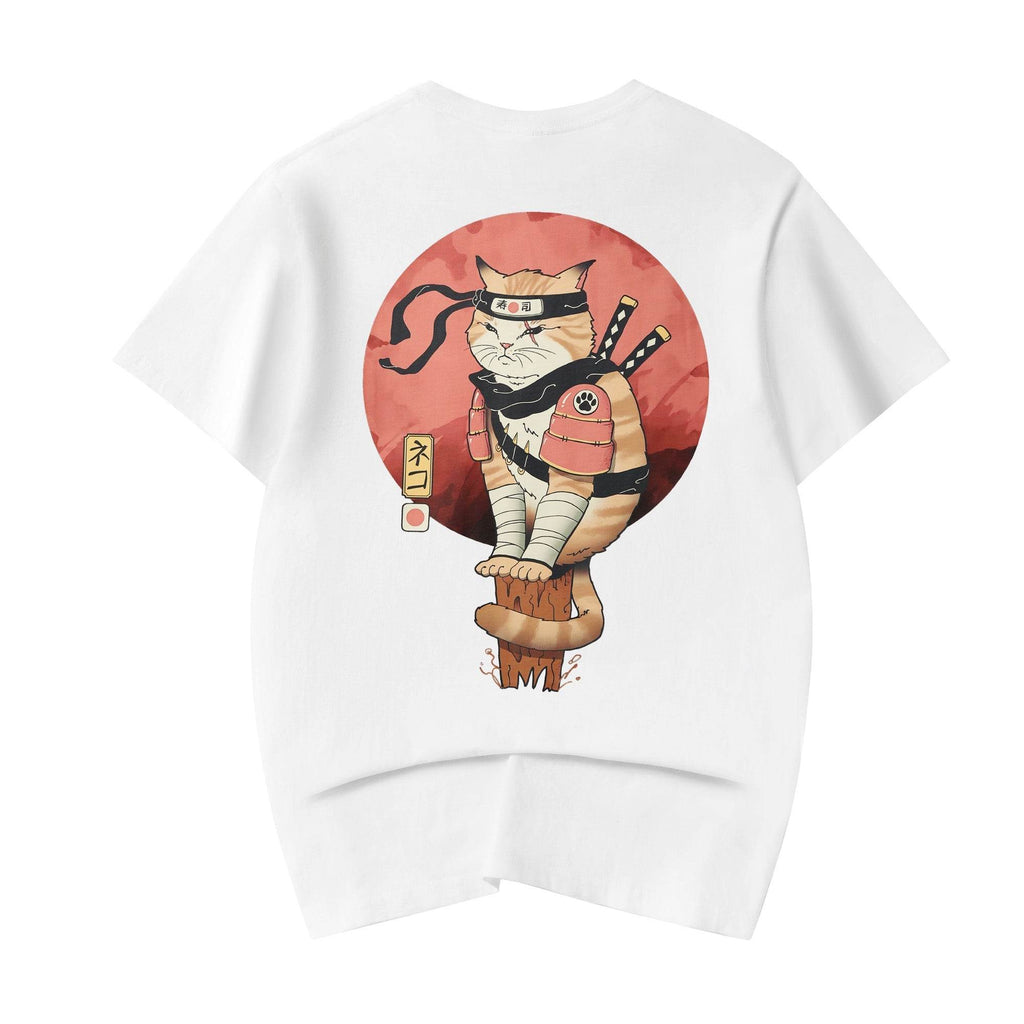 YeT017 Ninja Cat Tee - White / S