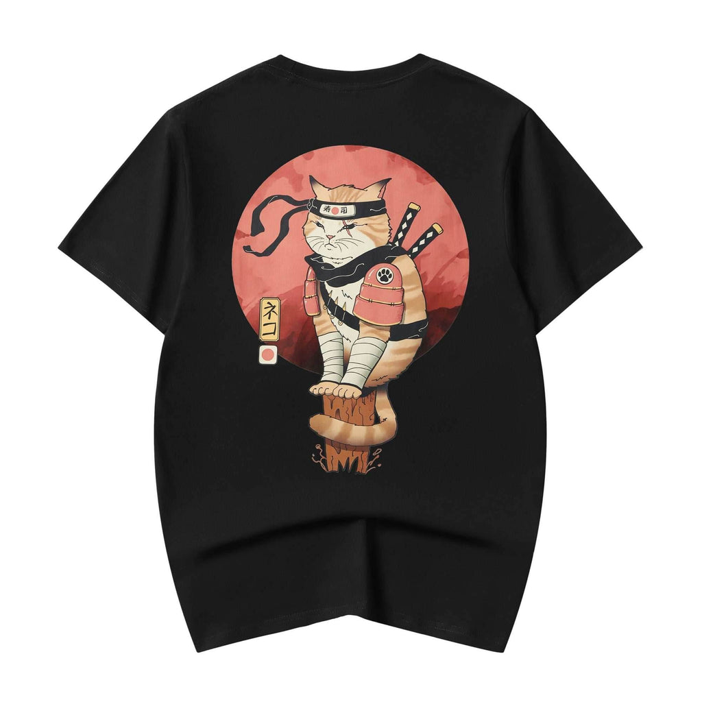 YeT017 Ninja Cat Tee - Black / S