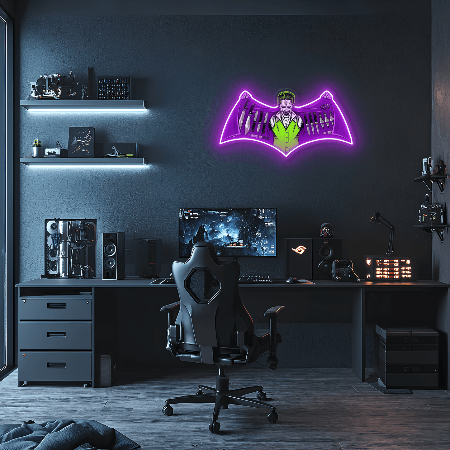 Joker Neon Sign, Uv Print Neon, Joker Uv Print Neon Sign, Neon Wall Art