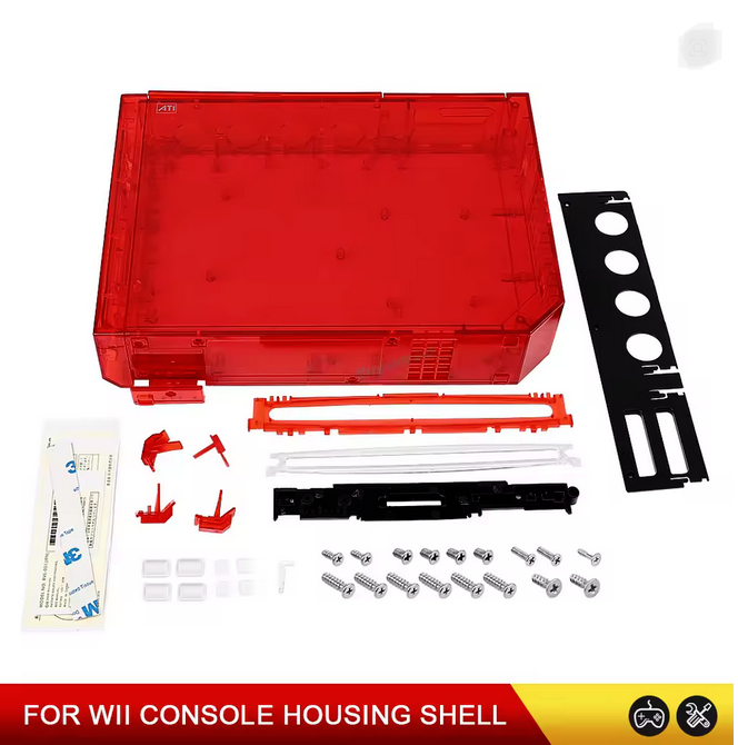 Nintendo Wii Replacement Shell Housing Case Blue Transparent Red