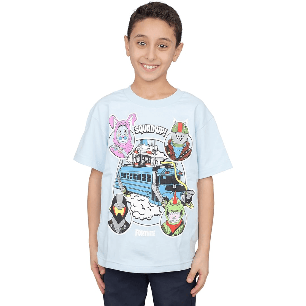 Fortnite Bus Crew Light Blue Youth T-shirt - YXS