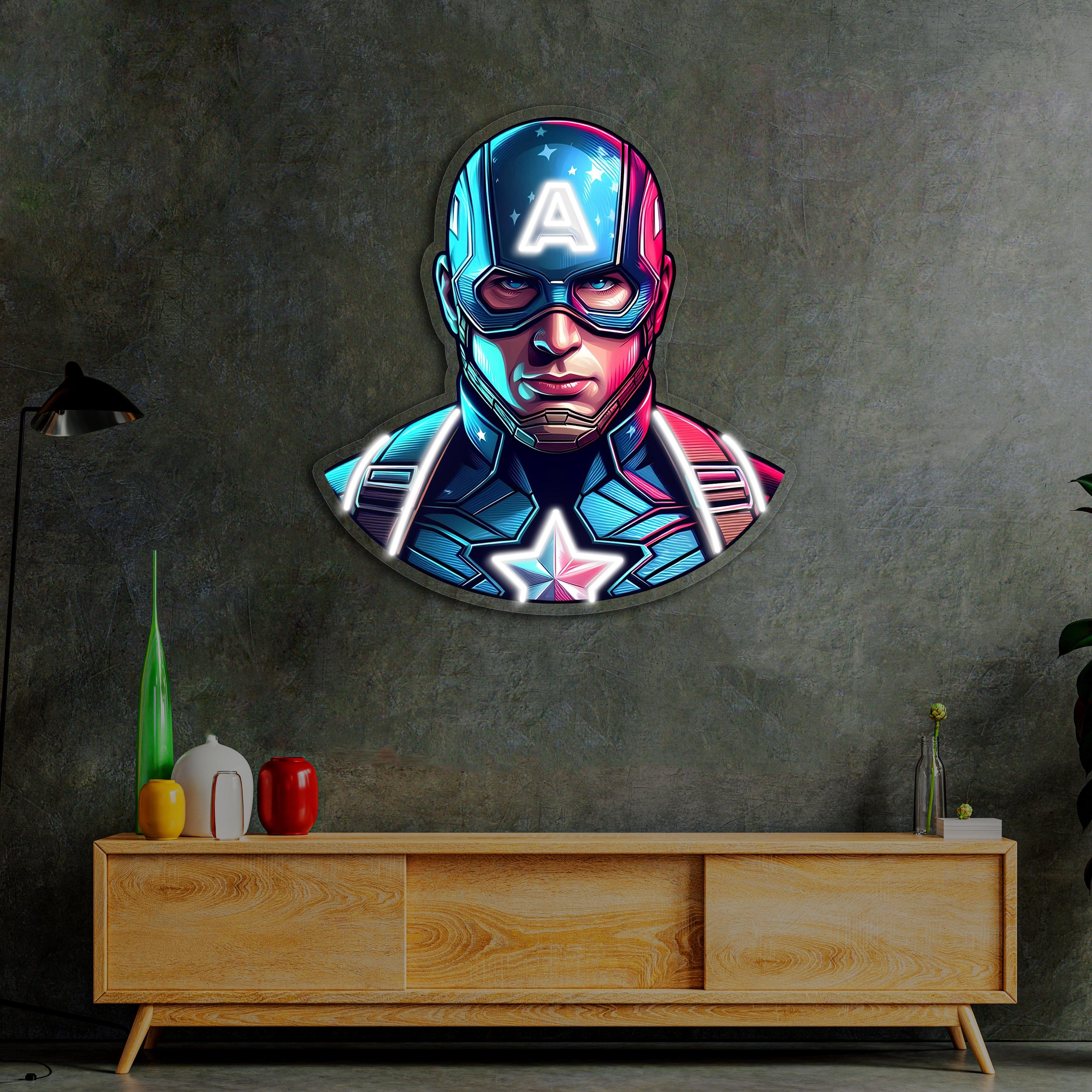 UV Printed Captain America Neon Sign,Neon Wall Art,Neon Light Sign