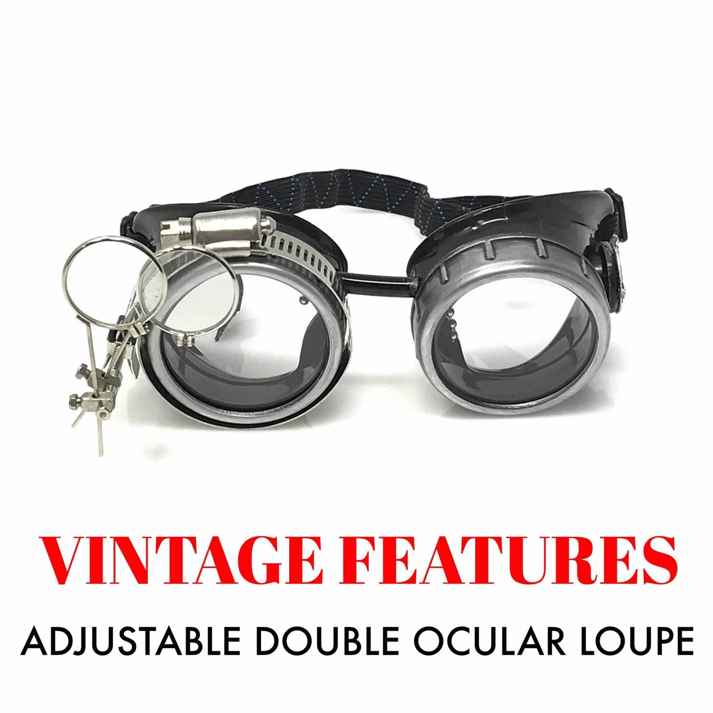 Motorcycle Goggles with magnifying eye loupes clear lenses - 