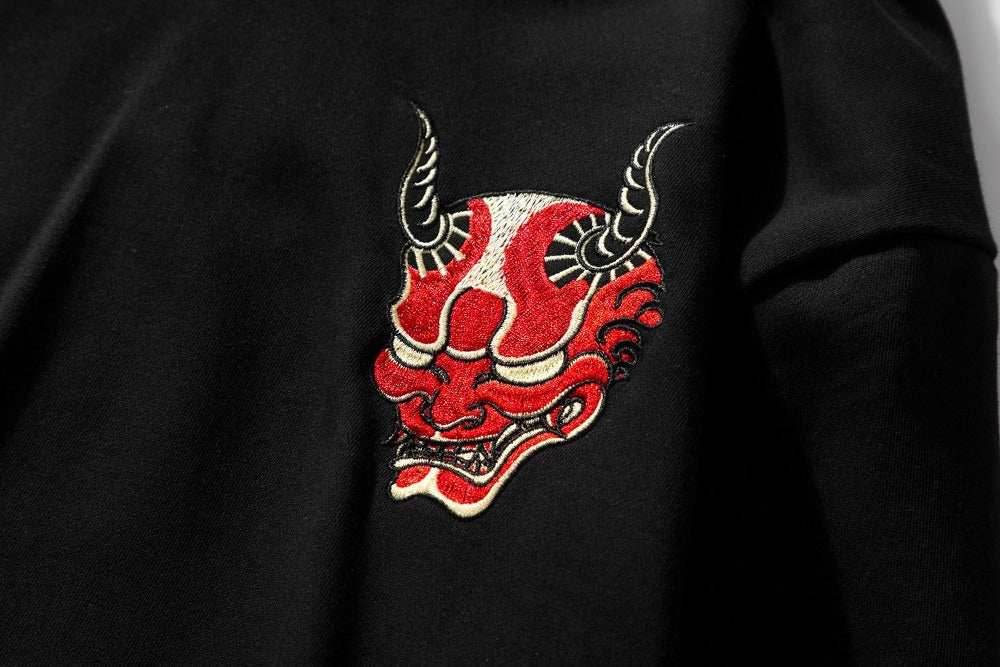 KH9060 Red Demon Embroidery Hoodie - Black / S