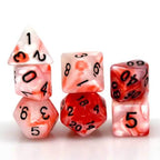 Shell White/Red 7-Dice Set w/Black Numbers Dnd Dice Set - 