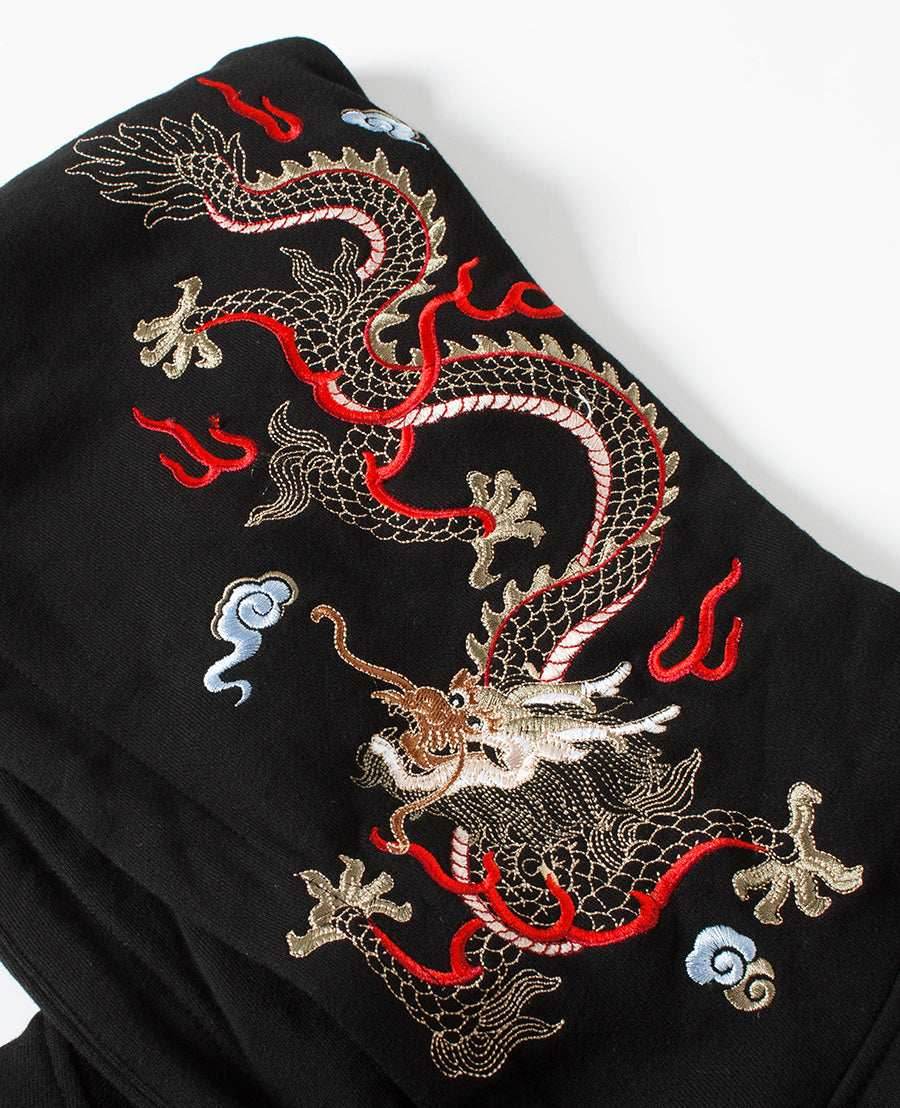 KH9190 Dragon Embroidery Hoodie - Black / S