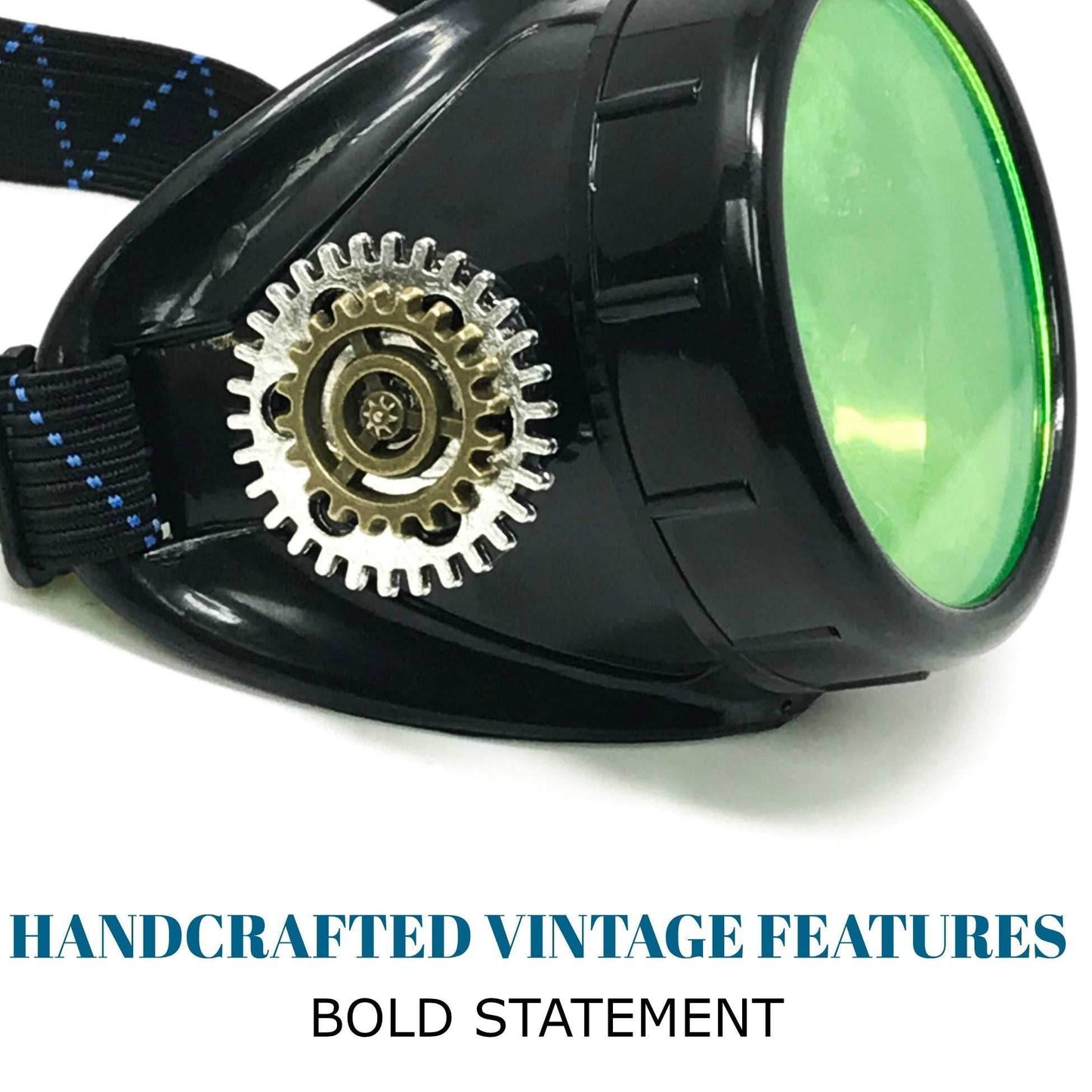 Airship pirate eyepatch monocle Rave goggle - lime green