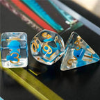 Blue Whale Dice Clear Dice w/ Blue Whales 7-Dice Set Rpg - 