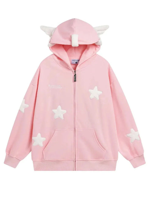 'Magic Fairies' Fairies Ears Zipped Oversized  Hoodie