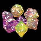 Lemon Jelly Purple/Yellow Glitter 7-Dice Set by HendgaDice - 
