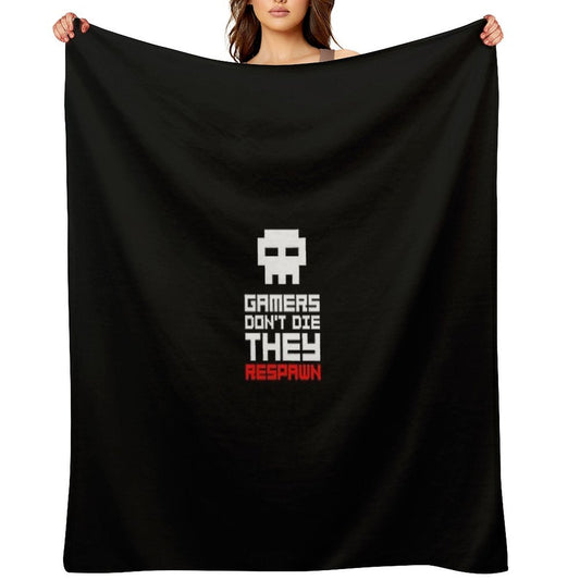 Pixel Skull Gamers Don't Die Throw Blanket