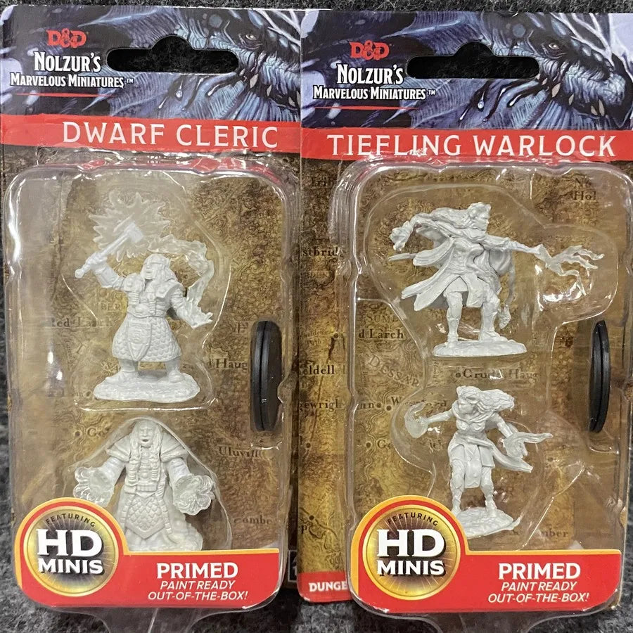 2Pack/Set Pathfinder Battles Board Game Miniatures Elf Human Fighter Dwarf Cleric Sorcrer Rogue Minoatur Wolf Figure & Base