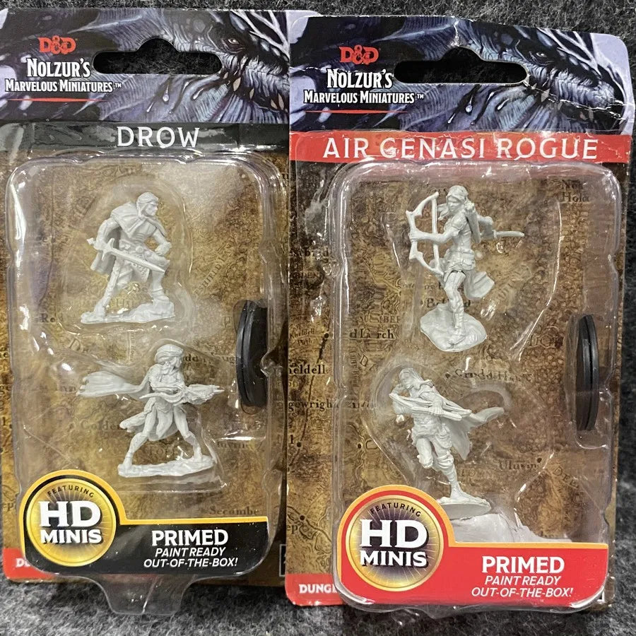 2Pack/Set Pathfinder Battles Board Game Miniatures Elf Human Fighter Dwarf Cleric Sorcrer Rogue Minoatur Wolf Figure & Base