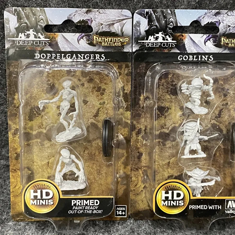 2Pack/Set Pathfinder Battles Board Game Miniatures Elf Human Fighter Dwarf Cleric Sorcrer Rogue Minoatur Wolf Figure & Base