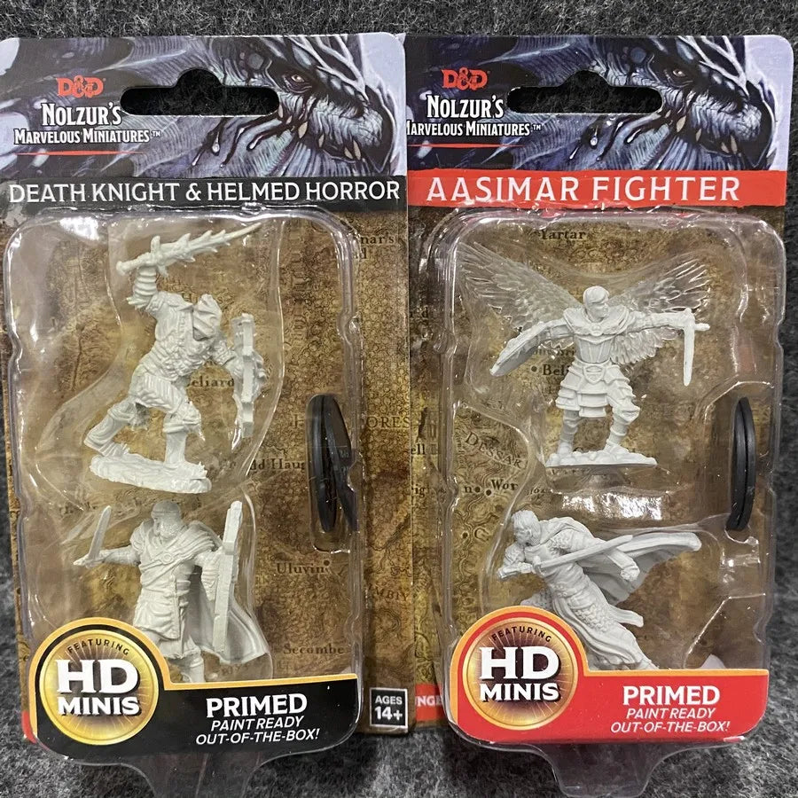 2Pack/Set Pathfinder Battles Board Game Miniatures Elf Human Fighter Dwarf Cleric Sorcrer Rogue Minoatur Wolf Figure & Base