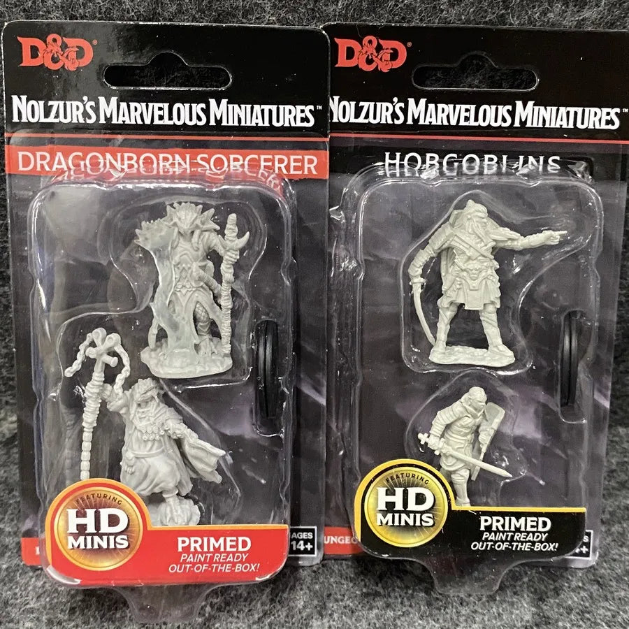 2Pack/Set Pathfinder Battles Board Game Miniatures Elf Human Fighter Dwarf Cleric Sorcrer Rogue Minoatur Wolf Figure & Base