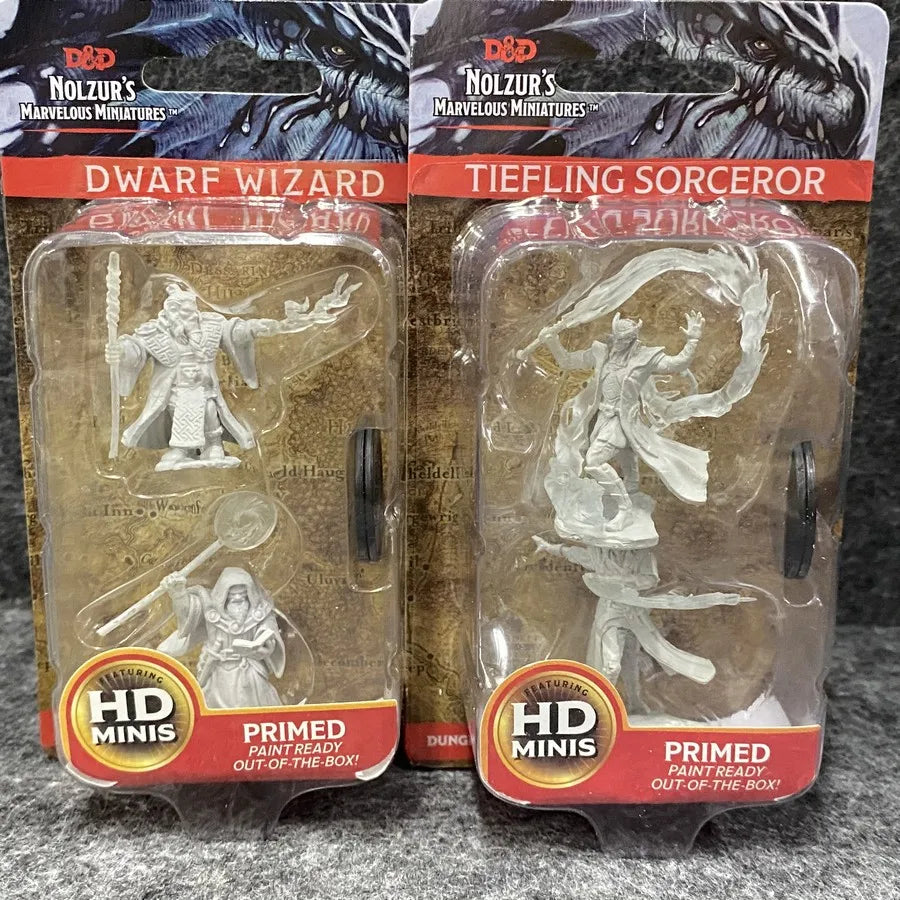 2Pack/Set Pathfinder Battles Board Game Miniatures Elf Human Fighter Dwarf Cleric Sorcrer Rogue Minoatur Wolf Figure & Base