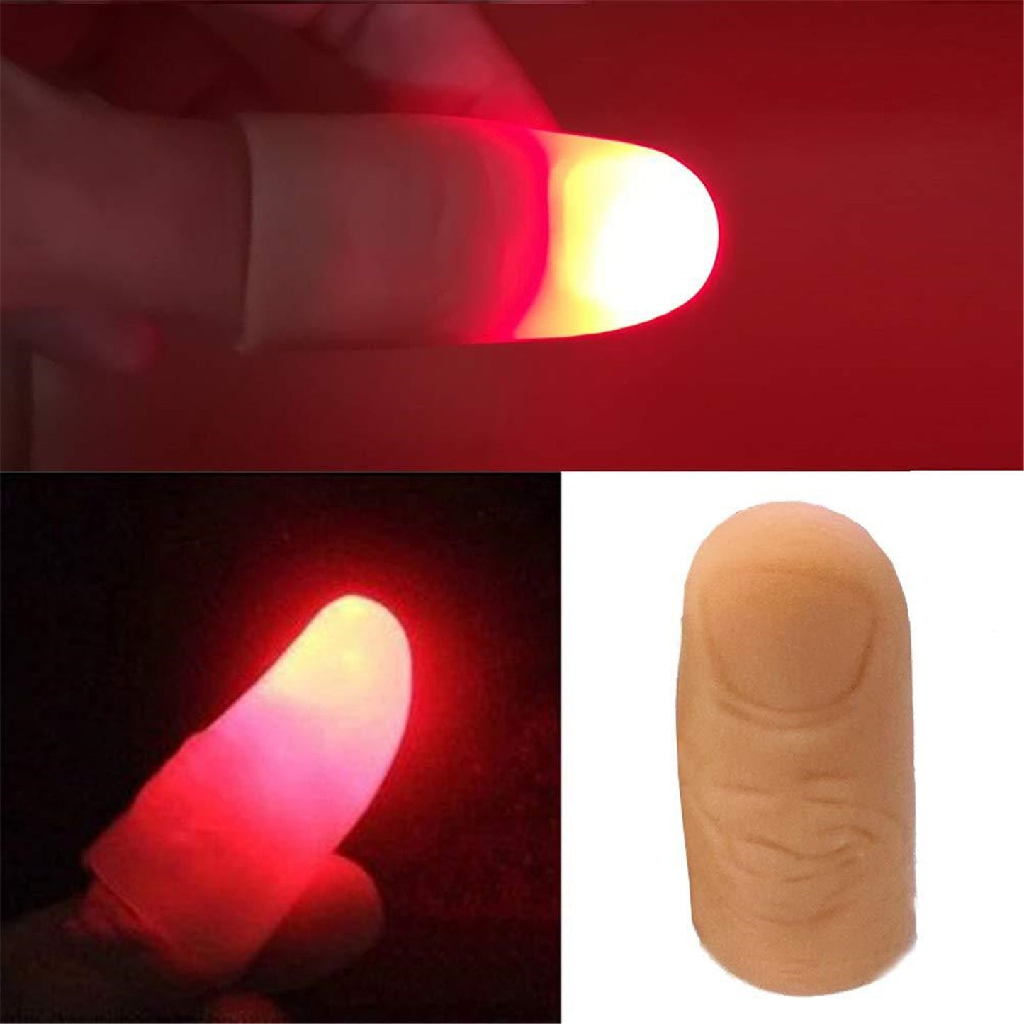 2PCS Magic Trick Fingers Thumbs with LED Battery Powered Magic Props Halloween Magic Trick Fingers Thumbs Party Toys for Child