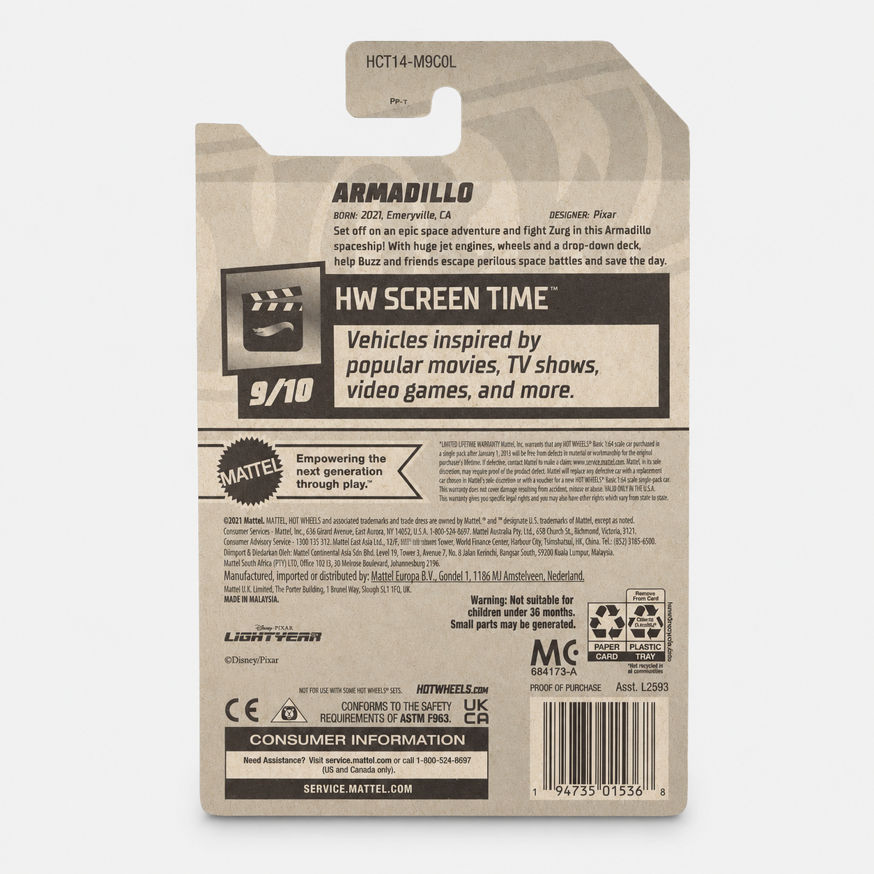 Hot Wheels Armadillo - Screen Time Series 9/10