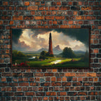 Dark Tower, High Fantasy Art Canvas Print, unique wall art, fantasy concept art - 10x20 Inches / Walnut Frame