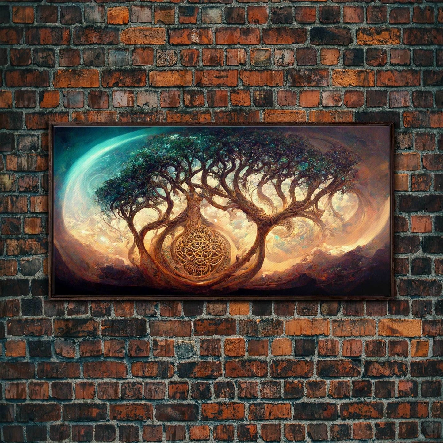 Gaia, norse mythology, canvas print, high fantasy art - 10x20 Inches / Walnut Frame
