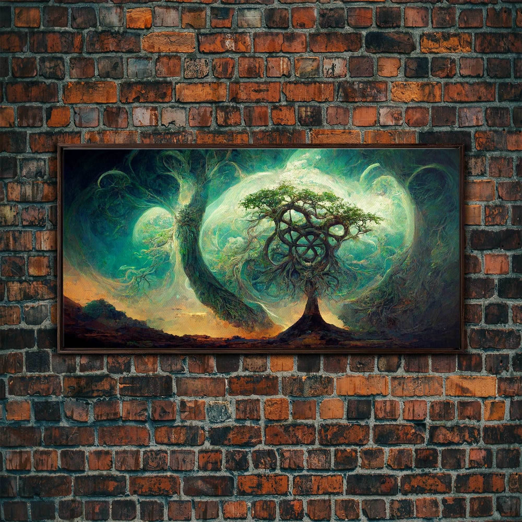 Gaia, norse mythology, canvas print, high fantasy art - 10x20 Inches / Walnut Frame