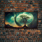 Gaia, norse mythology, canvas print, high fantasy art - 10x20 Inches / Walnut Frame