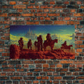 Space Cowboys, Wildwest Scifi Mashup Fantasy Art, framed canvas print, ready to hang framed wall art - 10x20 Inches / Gallery Wrap Canvas - Ready To Hang