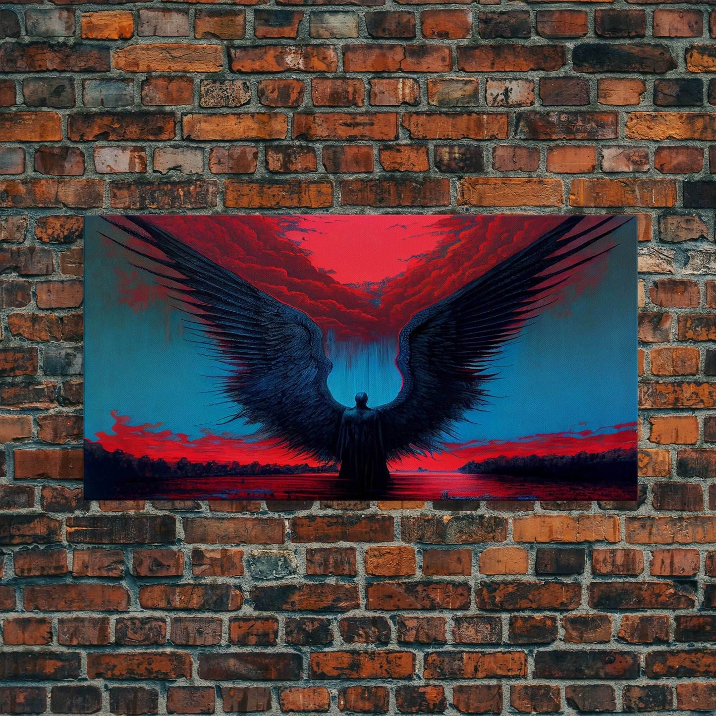 Angel Gabriel, Angelic Art, Gothic Angel Framed canvas print, cool colorful wall decor - 10x20 Inches / Gallery Wrap Canvas - Ready To Hang