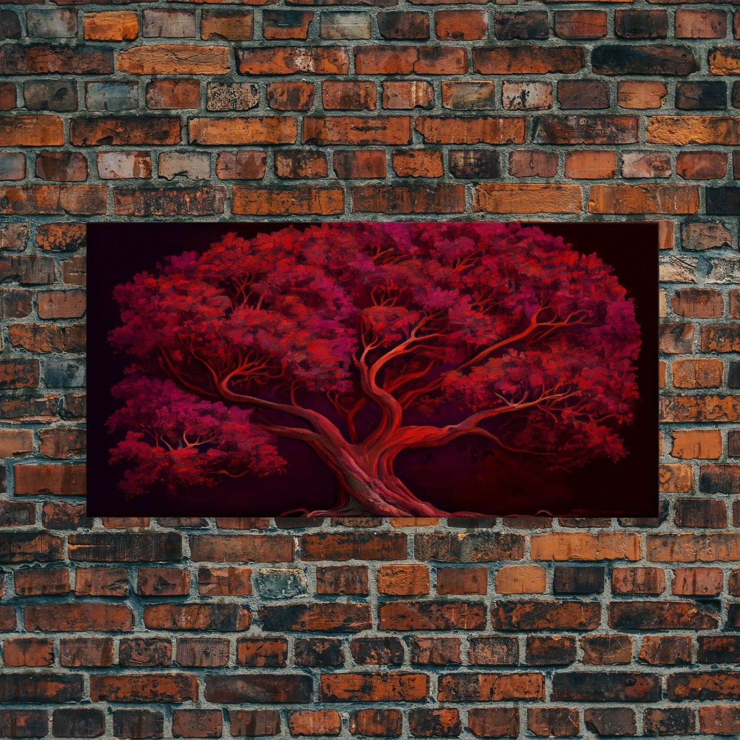 Blood red tree, fantasy horror art, framed canvas print - 10x20 Inches / Gallery Wrap Canvas - Ready To Hang