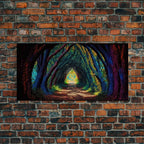 The Path through The Trees, Fantasy Art, Framed Canvas Print, RPG concept Art, Magical glowing forest - 10x20 Inches / Gallery Wrap Canvas - Ready To Hang