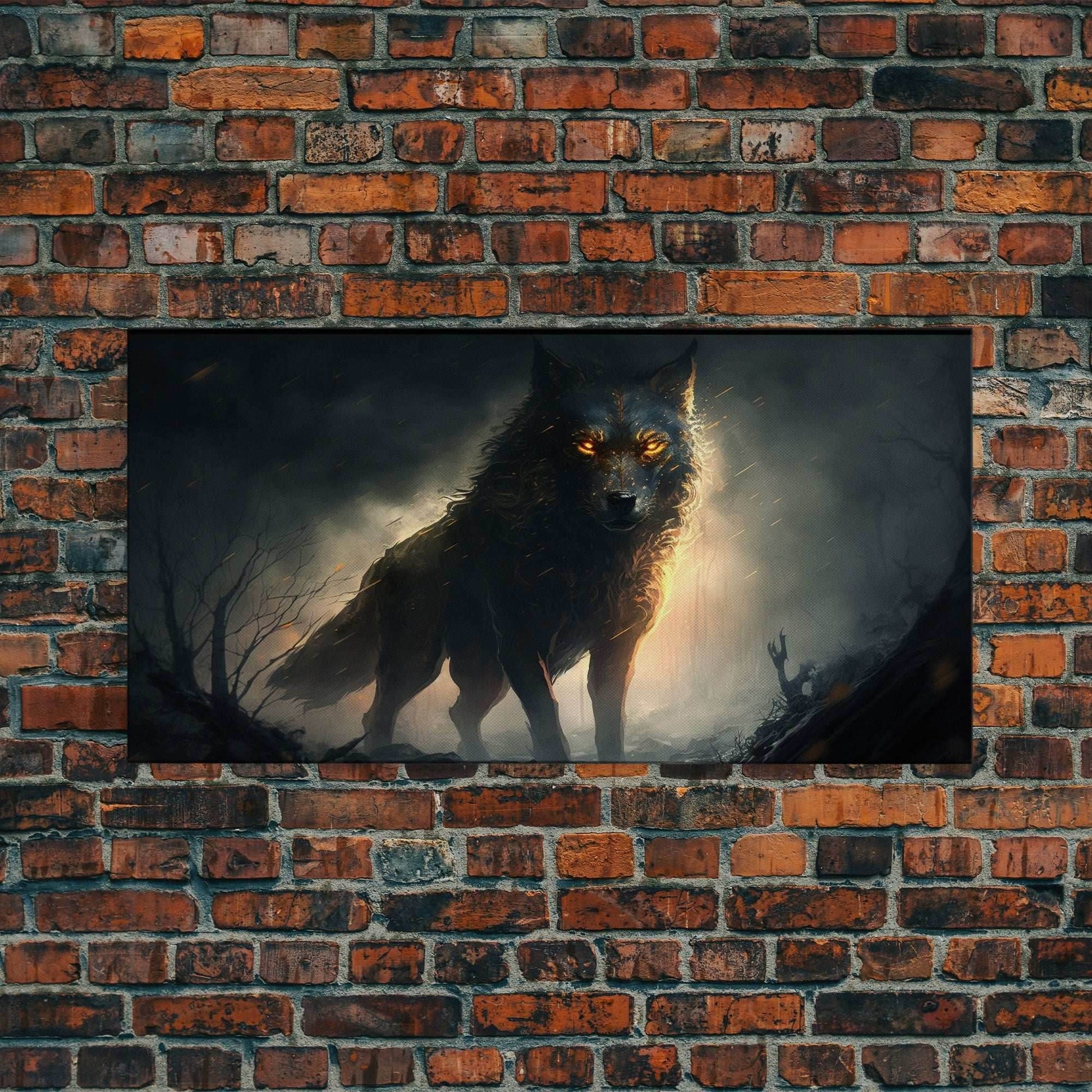 The Great Wolf Fenrir, Framed Canvas Print, Norse Mythology, Fantasy Art - 10x20 Inches / Gallery Wrap Canvas - Ready To Hang