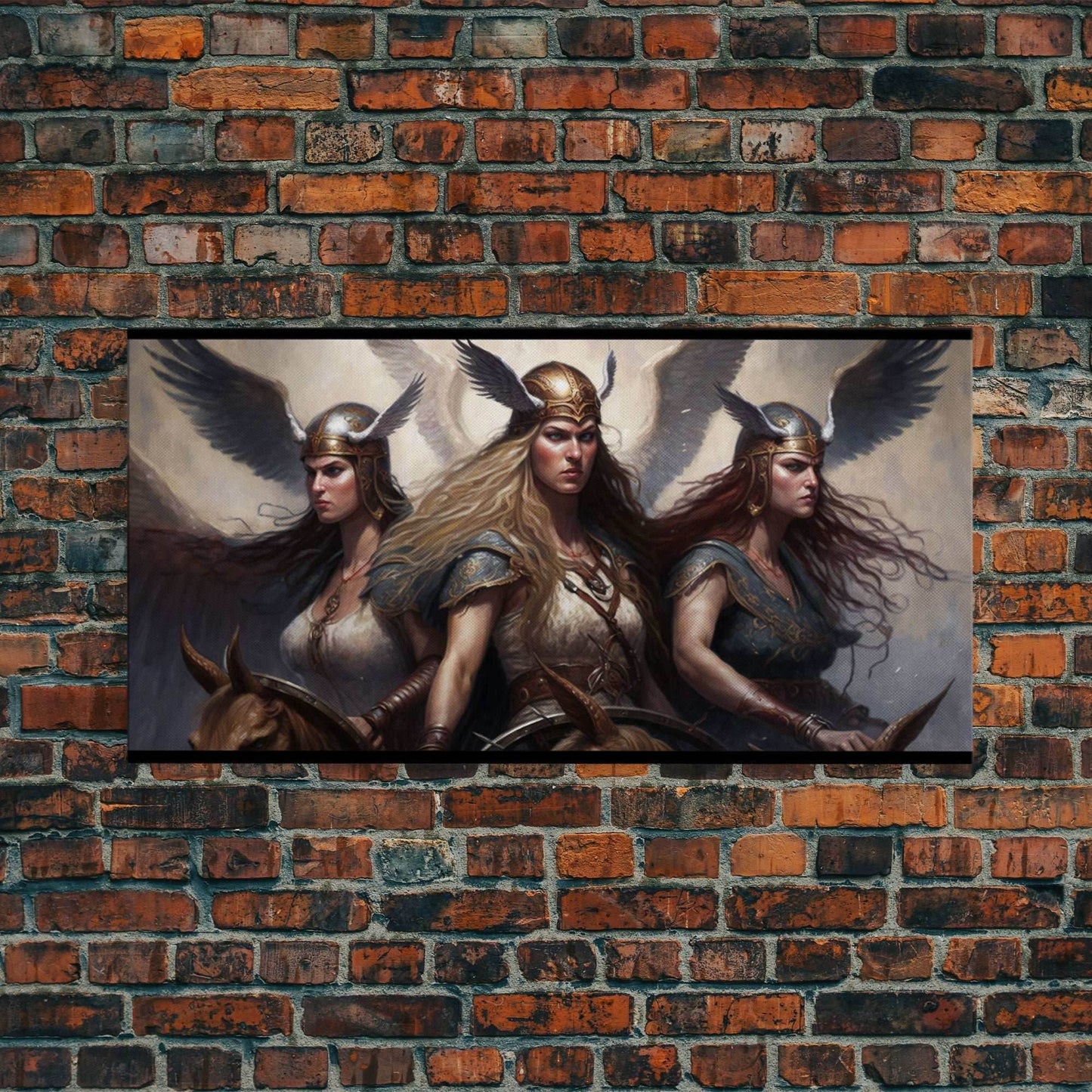 The Valkyries, Norse Mythology, Framed Canvas Print, Norse Fantasy Art - 10x20 Inches / Gallery Wrap Canvas - Ready To Hang