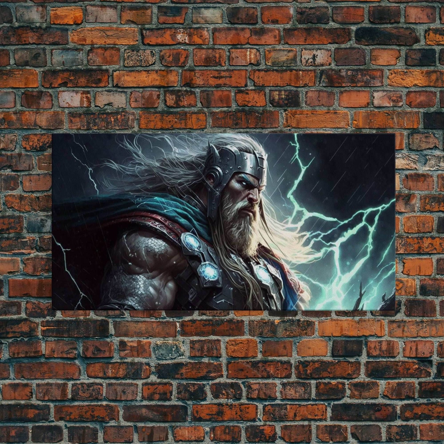 Thor God of Thunder, Framed Canvas Print, Norse Mythology Art, Fantasy Art - 10x20 Inches / Gallery Wrap Canvas - Ready To Hang