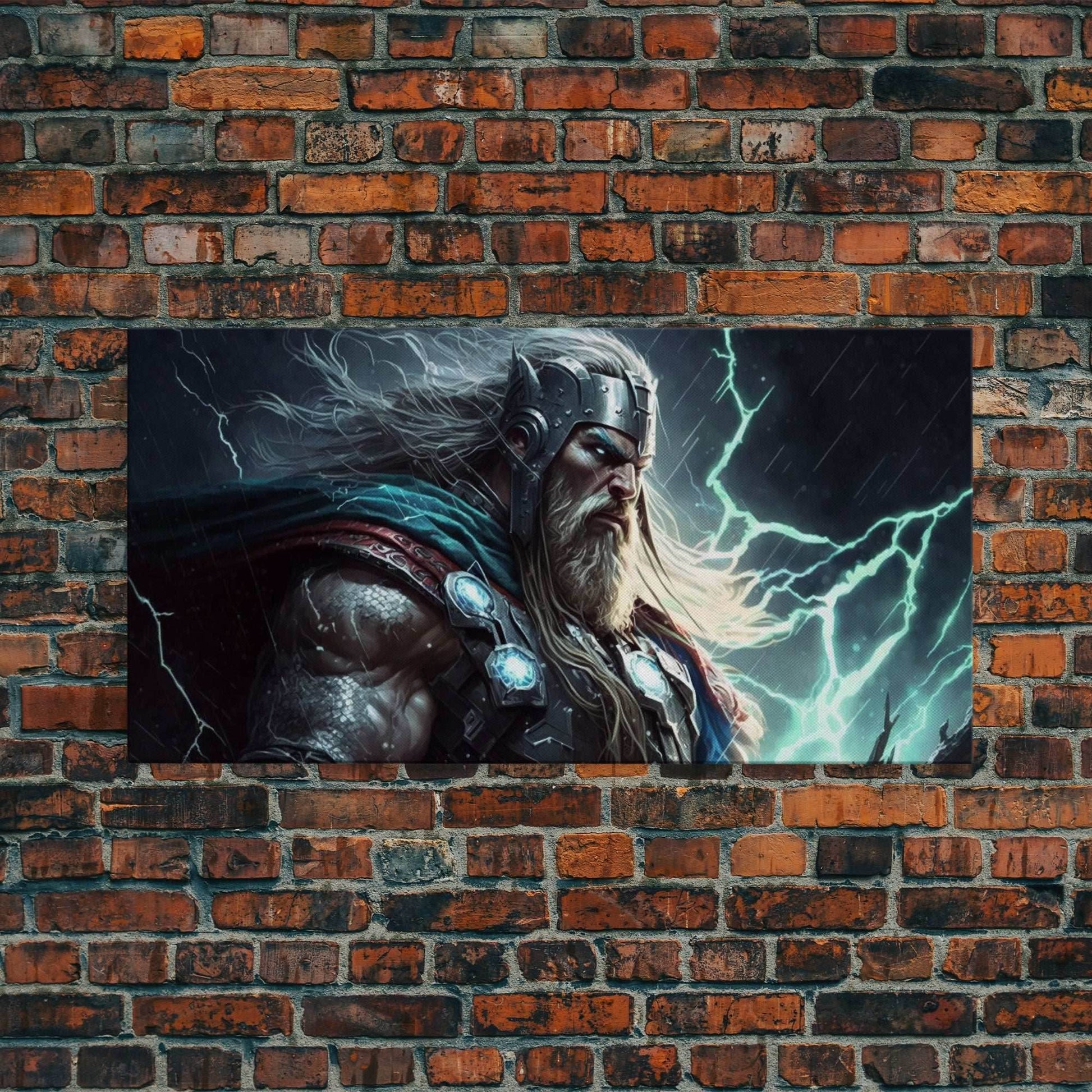 Thor God of Thunder, Framed Canvas Print, Norse Mythology Art, Fantasy Art - 10x20 Inches / Gallery Wrap Canvas - Ready To Hang