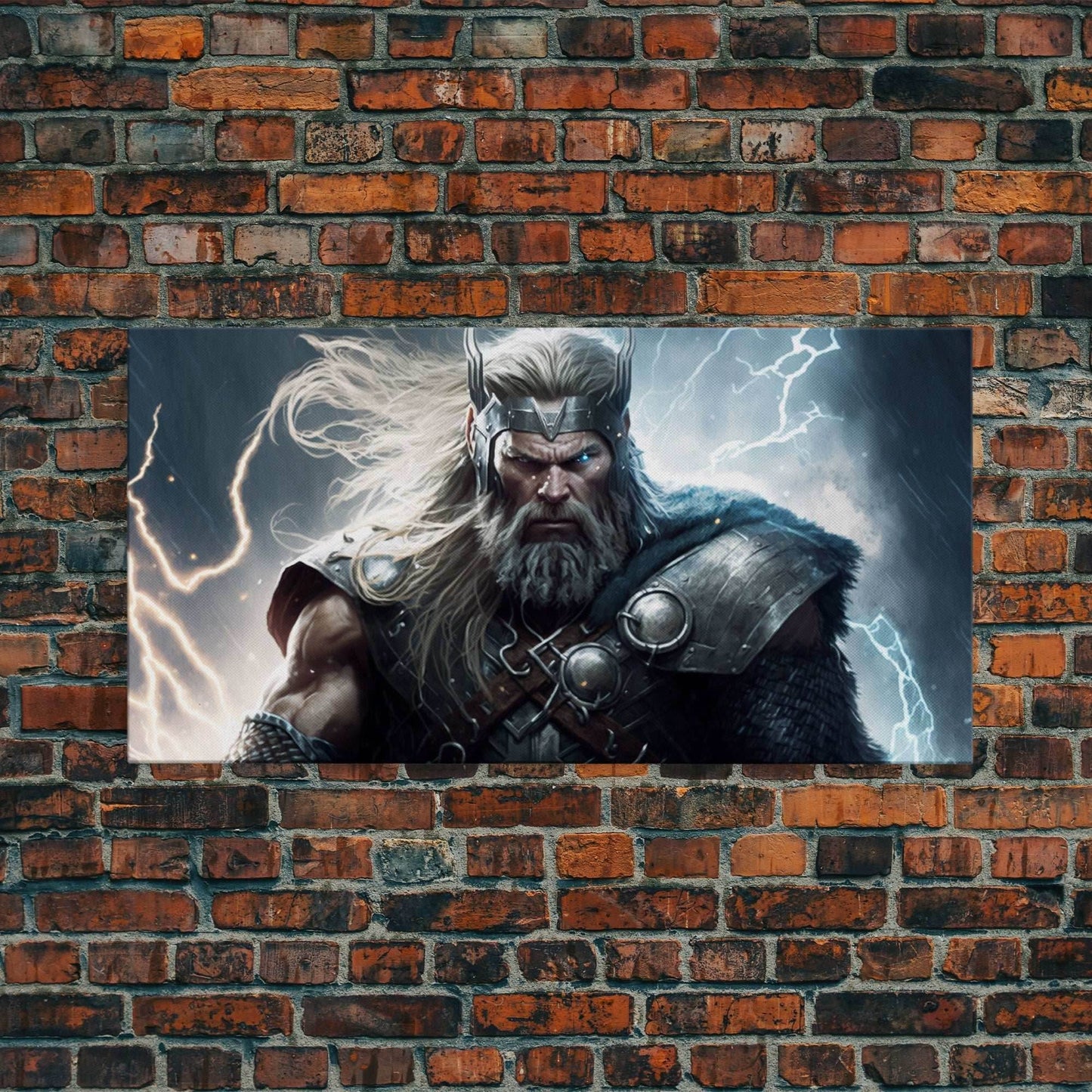 Thor Art, God of Thunder, Framed Canvas Print, Norse Mythology Art, Fantasy Art - 10x20 Inches / Gallery Wrap Canvas - Ready To Hang