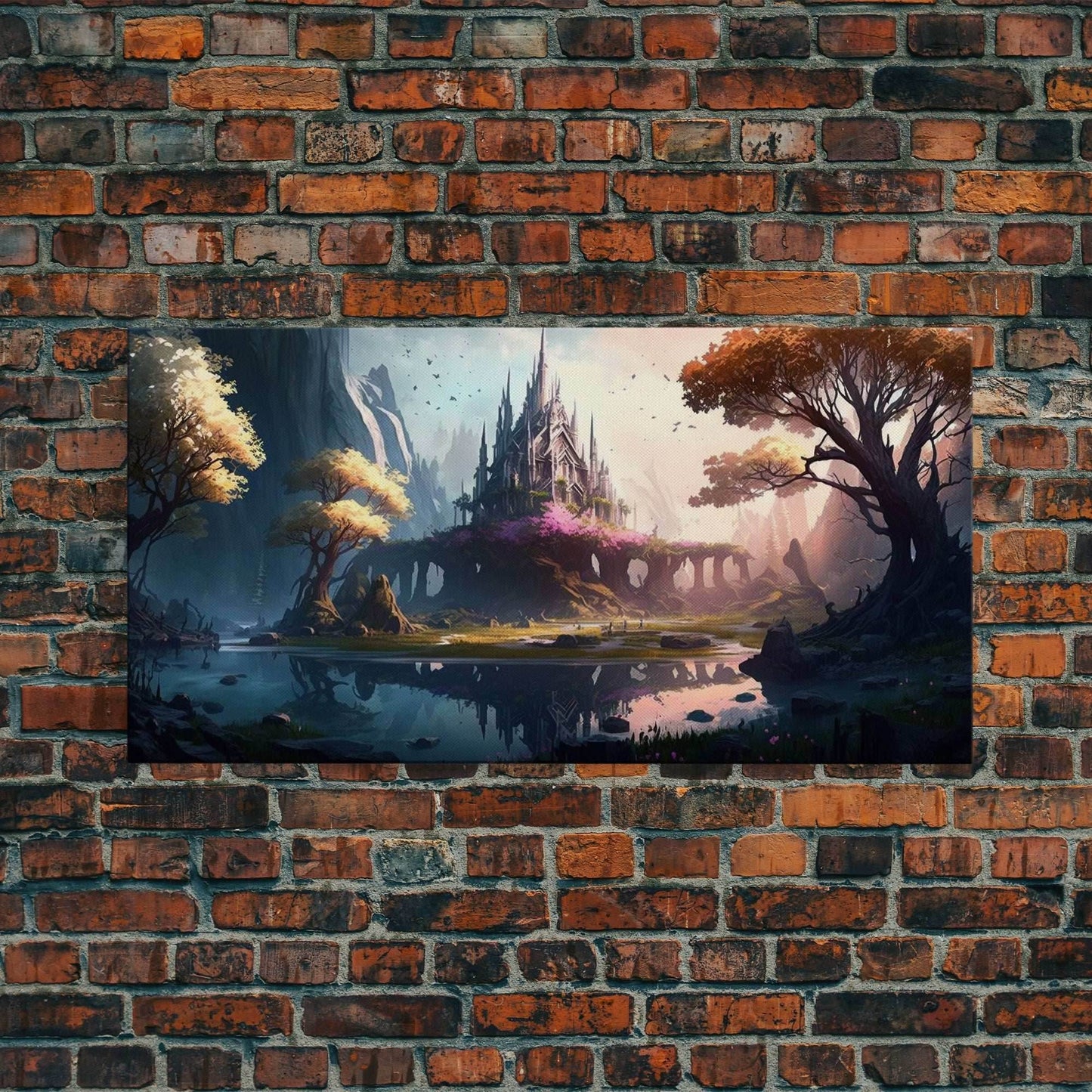 Norse Mythology Art, Alfheim Realm of the Light Elves, Framed Canvas Print, Fantasy Wall Art - 10x20 Inches / Gallery Wrap Canvas - Ready To Hang