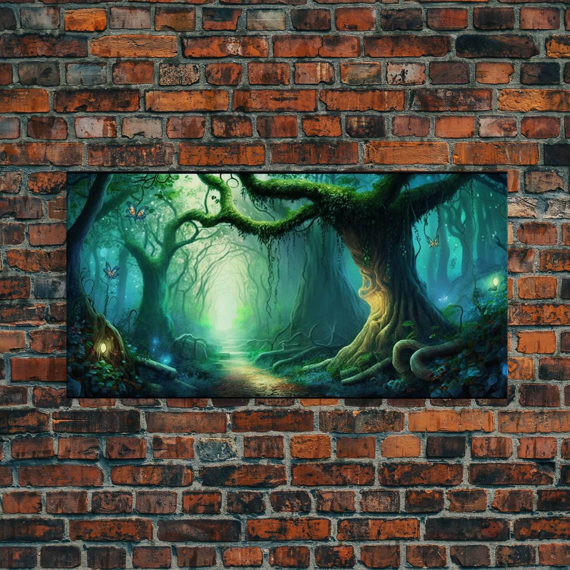 Beautiful magical fairy forest, Framed canvas print, Fantasy forest wall art Enchanted forest, Fantasy Home Decor - 10x20 Inches / Gallery Wrap Canvas - Ready To Hang