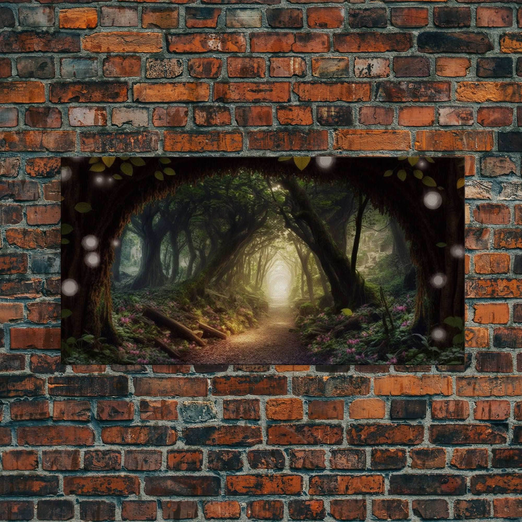 Path Through A Magical Enchanted Fairy Forest, Fantasy Art, Framed Canvas Print, Enchanted Forest Fantasy Art - 10x20 Inches / Gallery Wrap Canvas - Ready To Hang