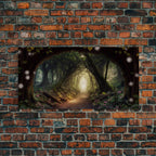 Path Through A Magical Enchanted Fairy Forest, Fantasy Art, Framed Canvas Print, Enchanted Forest Fantasy Art - 10x20 Inches / Gallery Wrap Canvas - Ready To Hang