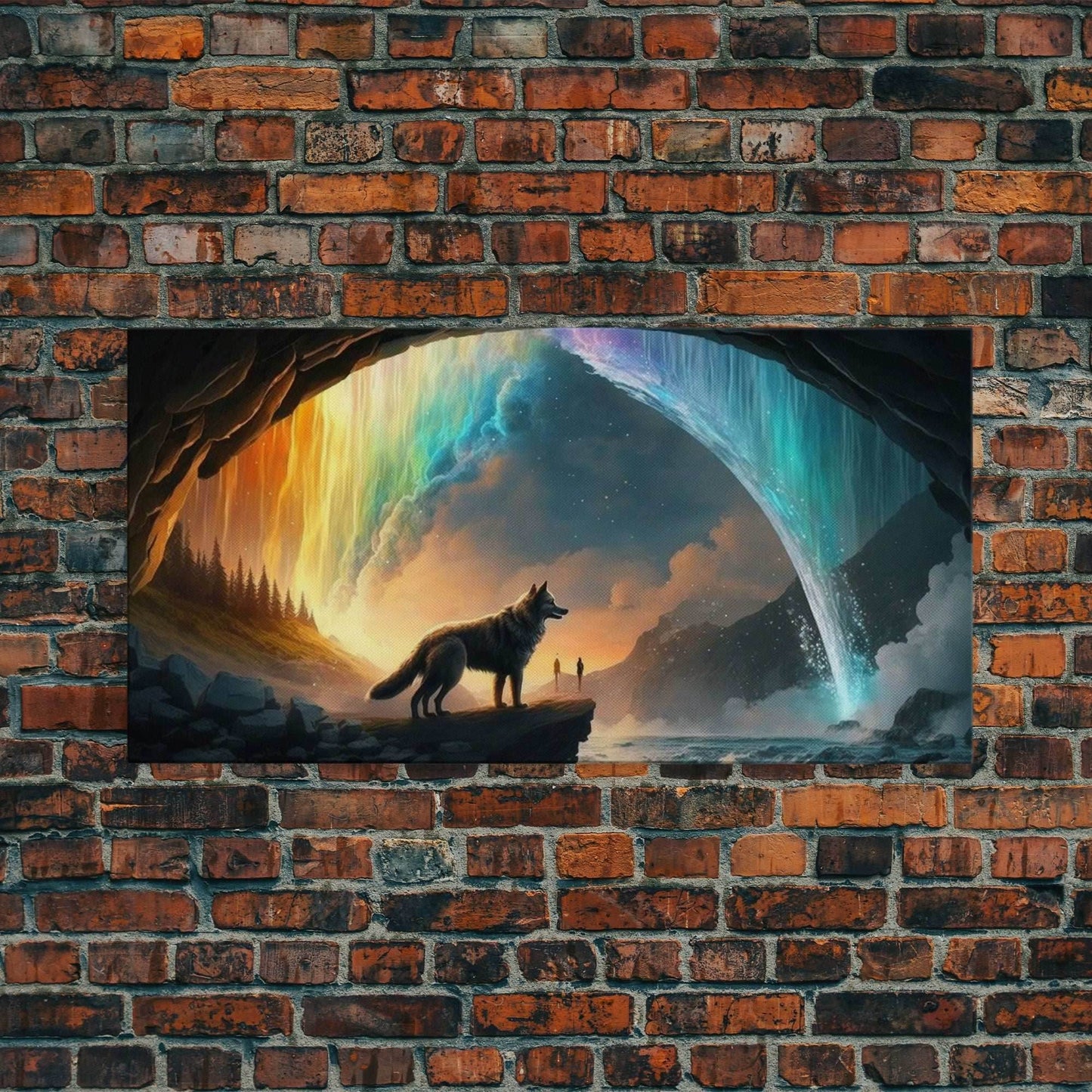 Fenrir, Mythological Wolf, With Bifrost. Norse Mythology Fantasy Art, Framed Canvas Print, Nordic Art - 10x20 Inches / Gallery Wrap Canvas - Ready To Hang