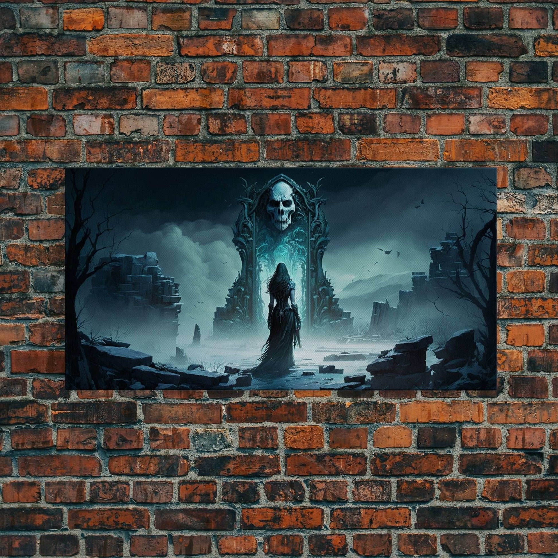 Doorway to Niflheim, Land of Mist and the Dead, Norse Mythology Fantasy Art, Framed Canvas Print, Fantasy Decor - 10x20 Inches / Gallery Wrap Canvas - Ready To Hang